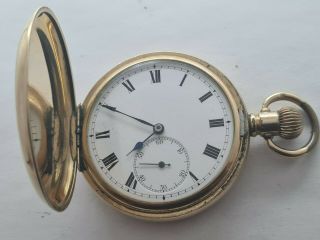 Antique 1905 Swiss Made Gold Plated Full Hunter Pocket Watch Vgc Rare