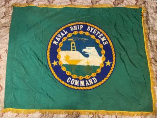 Rare Us Navy Naval Ships System Command Flag,  Vietnam War Era,  5’5”x4”