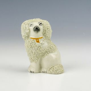 Antique Staffordshire Pottery - Texture Glazed Miniature Poodle Figure - Lovely