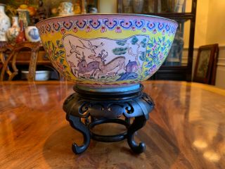 A Rare Chinese Antique Peking Enameled Bronze Bowl,  Marked.