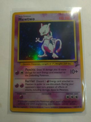 1999 Pokemon Base Set Shadowless Edition Mewtwo Holo Rare Card 10/102 Ex Nm Look