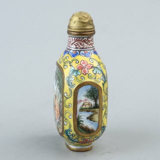 Chinese Exquisite Handmade Western characters pattern Copper enamel Snuff Bottle 2