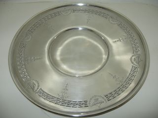 10 " Round Benedict Art Deco Silver Plate Serving Tray Platter Reticulated Usa