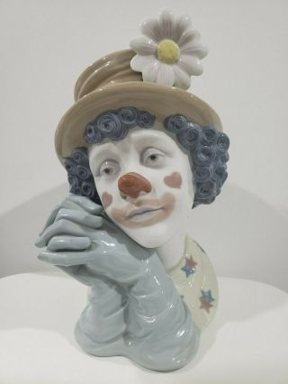 Rare Collectible; Retired; 1988; Lladro 5542 Melancholy Clown Head Bust