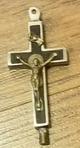 Large Old Vintage Antique Reliquary Relic Type Cross Crucifix Pendant