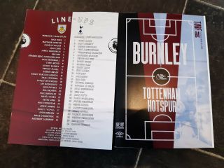 Very Rare Burnley Tottenham 26 Oct 2020 Premier League Programme Nt Ticket Spurs