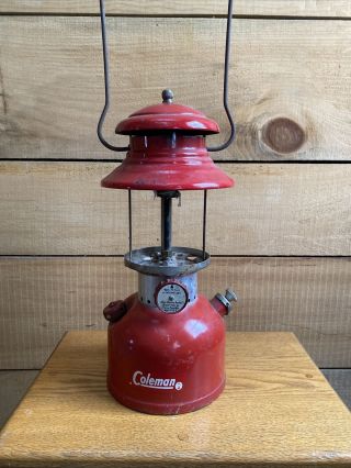 Vintage 3/1963 Red Coleman 200a Single Mantle Lantern Gas Pressure Camp Light