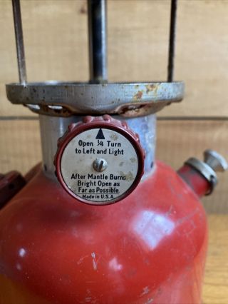 Vintage 3/1963 RED COLEMAN 200A SINGLE MANTLE LANTERN Gas Pressure Camp Light 2