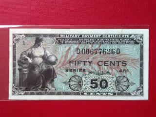 (very Rare Number 1) U.  S.  Military Payment Certificate 50 Cents Series 481
