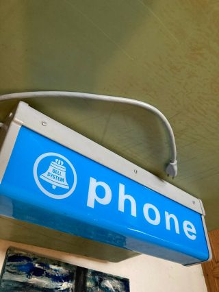 Rare Vintage Double Sided Lighted Bell System Pay Phone Sign Blue