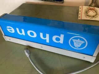 Rare Vintage Double Sided Lighted Bell System Pay Phone Sign Blue 2