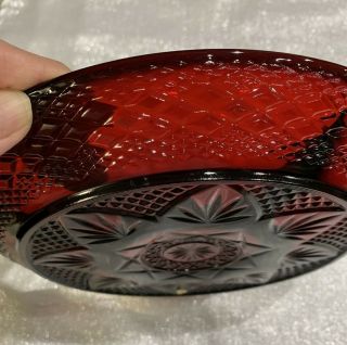 Antique CRYSTAL D ' ARQUES Durand RED DIVIDED DISH 5 Section RELISH TRAY 3