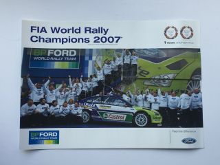 Bp Ford World Rally Champions 2007 Un - Signed Poster Rare.