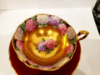 Rare Paragon By Appintment Gold Floating Hydrangea Cup And Saucer