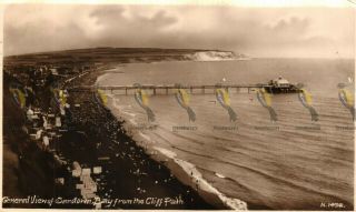 Sandown Bay From Cliff Path,  Iow,  Rare Rp Spicer Martins Library Postcard 1933