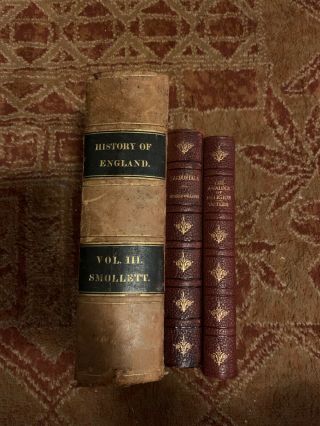 Set Of 3 Decorative Antique Books With Fine Binding