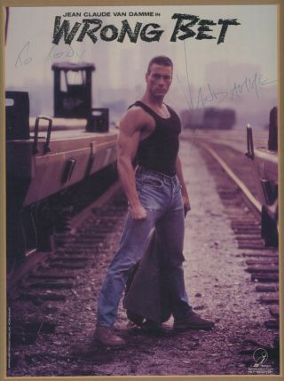 1989 Jean Claude Van Damme Autographed Movie Poster " Wrong Bet  Lionheart " Rare