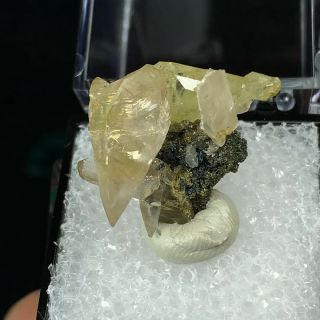 (2.  8 Cm) Rare Twinned Cerussite With Yellow Anglesite - Touissit Mine,  Morocco