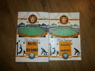 Rare Vintage X 2 Wolverhampton Wanderers Official Programmes 1954 - 55 - 56 - 57.