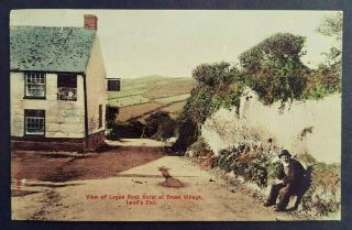 Rare Postcard Man Sat Near Logan Rock Hotel - Treen Village Land`s End 1908