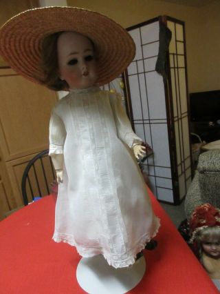 Antique White Cotton Doll Dress With Lace For Germany & French Doll