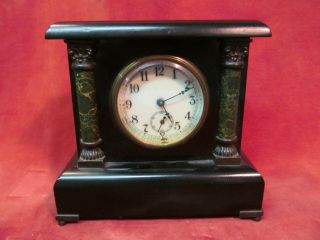 Antique Sessions One Day Miniature Mantle Clock With Porcelain Face For Repair