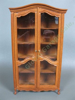 Bespaq Dollhouse Miniature Antique Wood China Cabinet Display Glass Claw Feet
