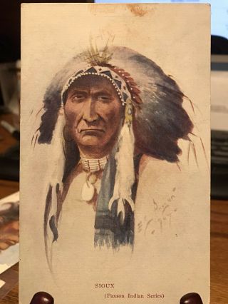 Antique Postcard John Paxson Sioux Indian / Native American