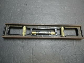 Antique Stanley No 36 Cast Iron Machinist Level Tool 18 Inch Brass Bubble Vials