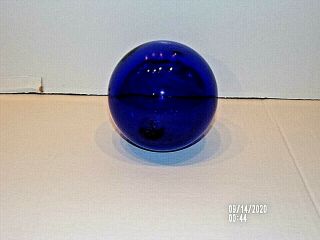 Antique Victorian Cobalt Blue Hand Blown Glass Sphere Ball