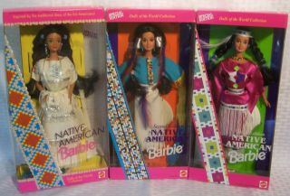 Vintage 1992 1993 1994 Native American Barbies Nrfb Supports Red Feather Charity