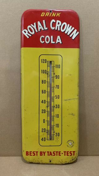 Vintage Royal Crown Cola Thermometer Metal Soda Bottle Sign Gas Oil Rare Version