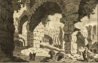 1708 Large Antique Engraving - Ruins Of The Colosseum In Rome - Van Overbeek