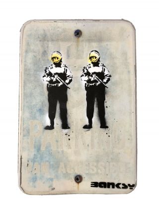 Banksy “smiley Coppers” Stencil Street Traffic Sign Painting Rare