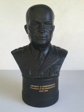 Vintage Wedgwood Black Basalt Ware President Dwight D Eisenhower Sculpture Bust