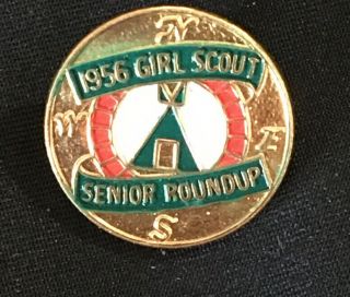 Rare Vintage Item - 1956 Girl Scout 1st Senior Roundup Pin - Michigan