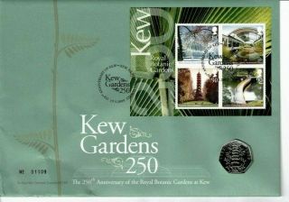 Coin 2009 England 50p Kew Gardens In Limited Edition Pnc & Mini Sheet,  Rare