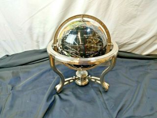 Polished Stone Table Top World Globe With Stand