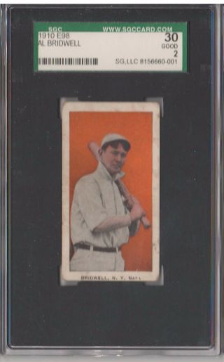 1910 E98 (set Of 30) - Al Bridwell (orange) - Sgc 2 (30) Centered Rare Card