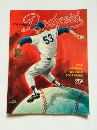 Rare Vintage 1968 Los Angeles Dodgers Baseball Official Program Score Card