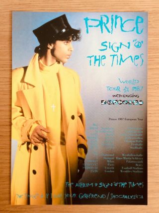 Prince 1987 Sign Of The Times Tour Rare A5 Double Sided Handbill