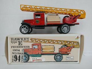Vintage Rare Tin Fire Engine Ladder Truck Model Hawkey Type E Fire Patrol