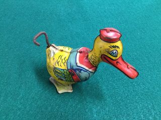 Antique Wind Up Tin Litho Toy Duck By J.  Chein & Co.