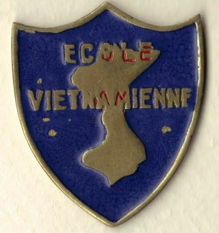 Rare French Indochina War Badge Military School Vietnam Locally - Made