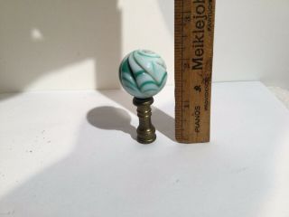 Antique/Vintage Green Twisted Slag Glass And Brass Lamp Finial 2