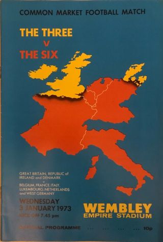 Rare Programme.  The Three V The Six - Common Market Football Match.  1973 Eu