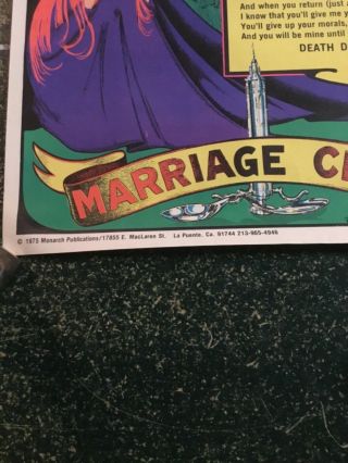 Vintage 1975 Edition MISS HEROIN “Marriage Creed” Blacklight Poster,  11” x 17” 3