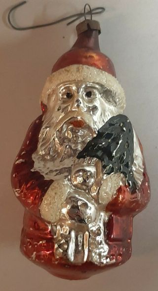 Antique Vintage German Blown Glass Santa Claus Figural Christmas Ornament