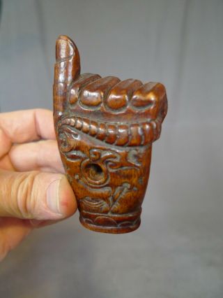 Old Dayak Rare Mandau Amulet (guinea,  Polynesia,  Headhunter,  Skull,  Dagger)
