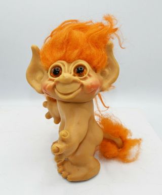 Very Rare Dam Things Vintage 1965 7” Troll Doll W/ Tail Orange Hair Pointy Ears
